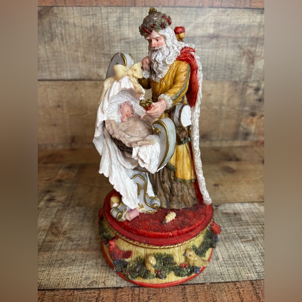 St. Nicholas and Me~1994~Music Box “Wish You a Merry Christmas"~Santa & Baby